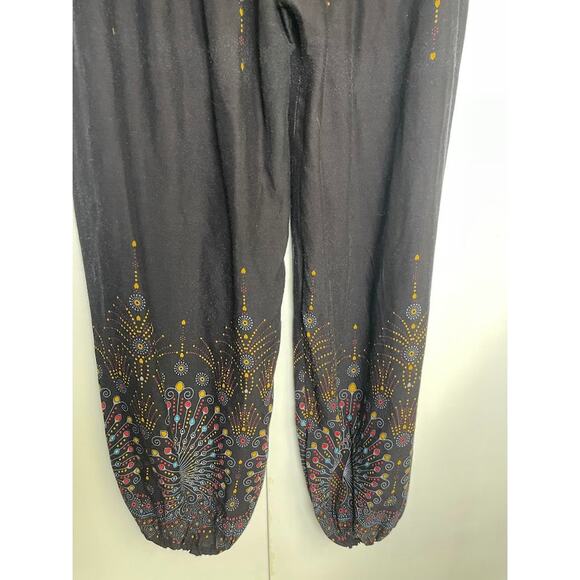 Harem Peacock Pants Womens XL Black Whimsical Fairy Hippie Light Weight Joggers - Picture 6 of 13